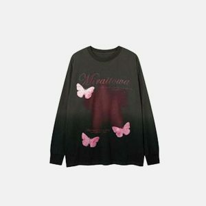 youthful butterfly graphic sweatshirt oversized & trendy 8258