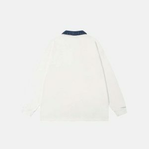 youthful butterfly patch denim sweatshirt oversized fit 5740
