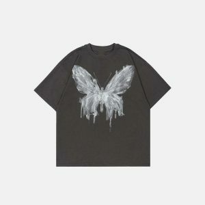 youthful butterfly print tee   vibrant & trendy streetwear 2218