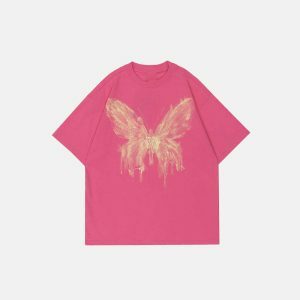 youthful butterfly print tee   vibrant & trendy streetwear 7244
