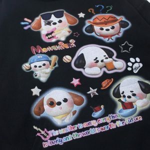 youthful cartoon dog graphic hoodie   streetwear icon 2911