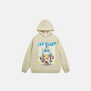 youthful cartoon star graphic hoodie   chic & dynamic 6859