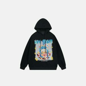 youthful cartoon star graphic hoodie   chic & dynamic 8094