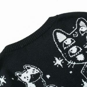 youthful cat's dreams sweater   quirky & comfortable style 6144