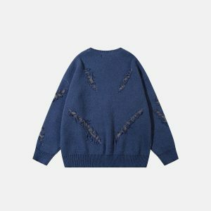 youthful claws ripped knit sweater dynamic urban style 6620