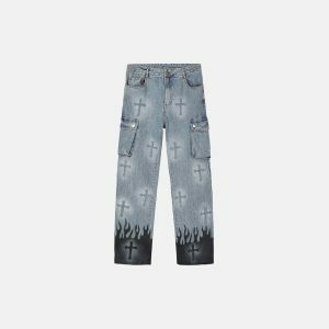 youthful cross denim jeans inflame design iconic style 2286