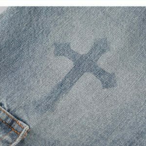 youthful cross denim jeans inflame design iconic style 8048