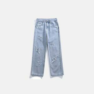 youthful cross patch denim pants   streetwear icon 1751