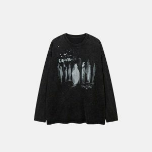 youthful crowded ghosts tee dynamic long sleeve design 8942