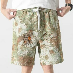 youthful daisy flower shorts loose & vibrant summer wear 2084