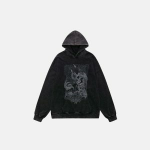 youthful demon print hoodie dynamic & edgy design 4915