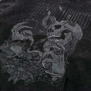 youthful demon print hoodie dynamic & edgy design 6856