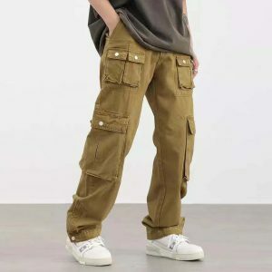 youthful denim cargo pants   sleek & urban streetwear staple 2198