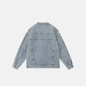 youthful denim jacket with detachable sleeves   urban chic 3745