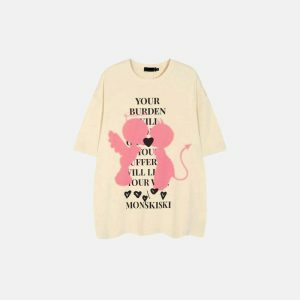 youthful devil & angel tee   loose fit urban style 1001