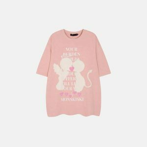 youthful devil & angel tee   loose fit urban style 2475