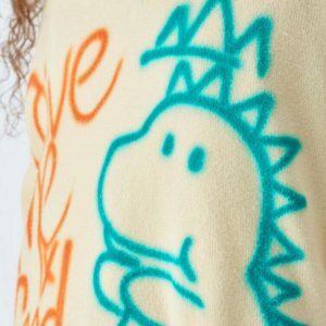 youthful dinosaur print sweater   quirky & comfortable 5827