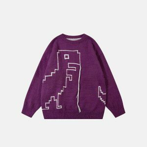 youthful dinosaur stitch sweater   quirky & crafted comfort 1462