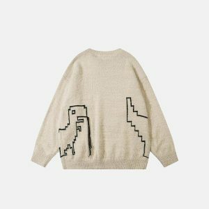 youthful dinosaur stitch sweater   quirky & crafted comfort 5386