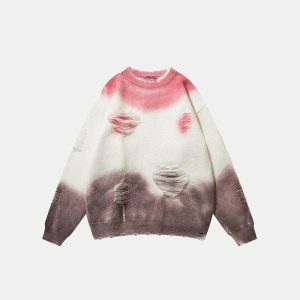 youthful distressed ice cream knit sweater   urban cool 4855