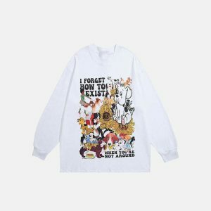 youthful dog graphic tee long sleeves & quirky charm 2412