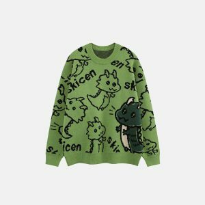 youthful dragon graphic sweater dynamic print & style 3239