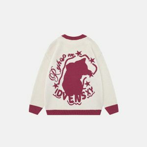 youthful dreaming cat knit sweater   quirky & cozy style 4690