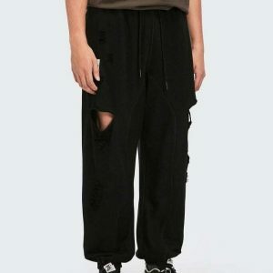 youthful earth ripped sweatpants blank & trendy design 3351