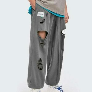 youthful earth ripped sweatpants blank & trendy design 4585