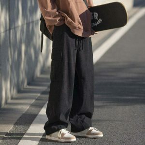 youthful elastic waist cargo pants with side pockets 4627