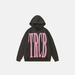youthful embroidery letter print hoodie iconic design 7962