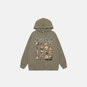 youthful emoji dog frame hoodie   trendy & playful design 2732