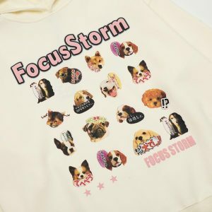 youthful emoji dog frame hoodie   trendy & playful design 3987
