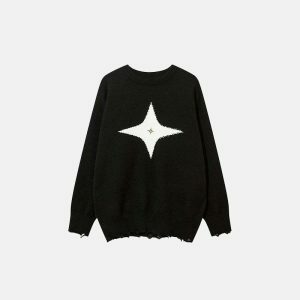 youthful far star knit sweater loose & trendy comfort 8518