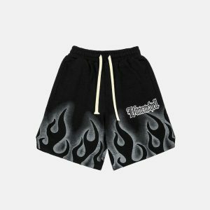 youthful fire flame shorts dynamic streetwear appeal 1582