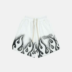 youthful fire flame shorts dynamic streetwear appeal 8330