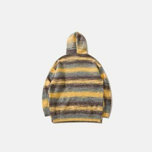 youthful fleece striped hoodie with fuzzy comfort 2706