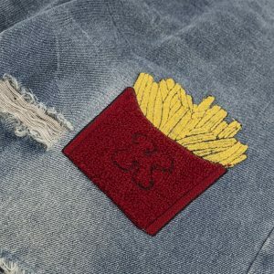 youthful food court embroidered denim urban & trendy 2036