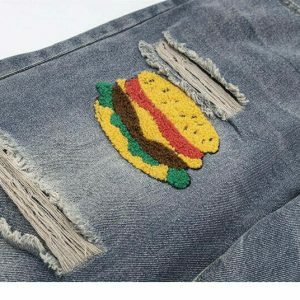 youthful food court embroidered denim urban & trendy 2123