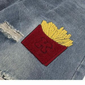 youthful food court embroidered denim urban & trendy 7388