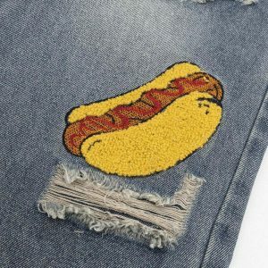 youthful food court embroidered denim urban & trendy 8165