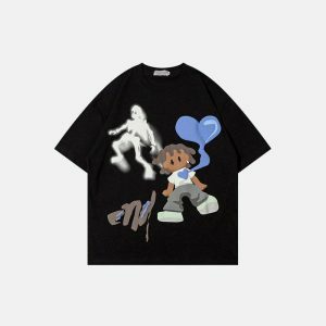 youthful ghost heart graphic tee   cartoon charm & style 8330