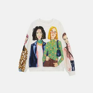 youthful girls print fleece sweatshirt casual & cozy style 1959