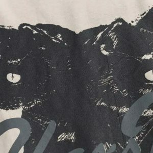youthful gothic cat t shirt loose & quirky style 5485