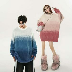 youthful gradient knit sweater loose & dynamic style 6741