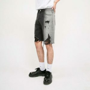 youthful gradient ripped denim shorts washed look 1263