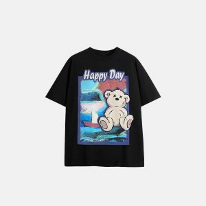 youthful happy day bear t shirt iconic print & style 1898