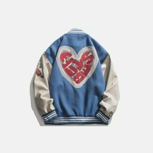 youthful heart letter varsity jacket iconic print design 5353