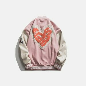 youthful heart letter varsity jacket iconic print design 8538