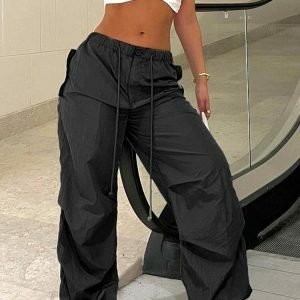 youthful high waist cargo pants baggy & trendy design 1742